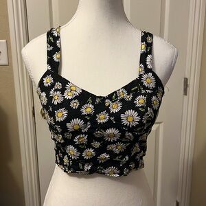 Forever 21 Sunflower Corset Cropped Top